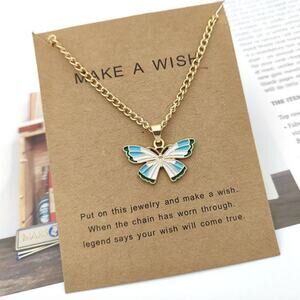 2/$30 Butterfly Wish Necklace Necklace Gold Tone Blue Memory Love Spring Summer